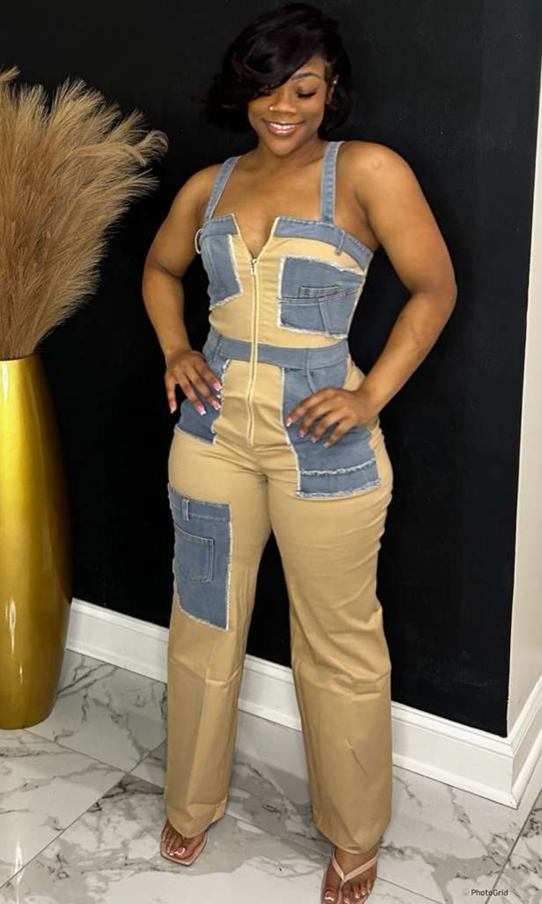 Camel Utility Chic Jumpsuit