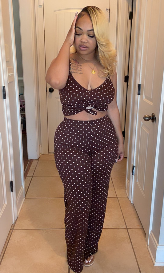 Chocolate and Pink Dot 2pc Set