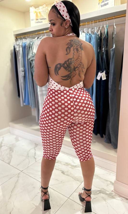 Red Dot drama jumpsuit