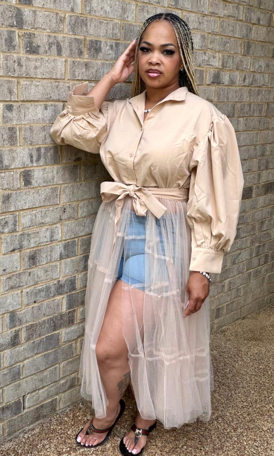 Khaki See Through Shirt Tie