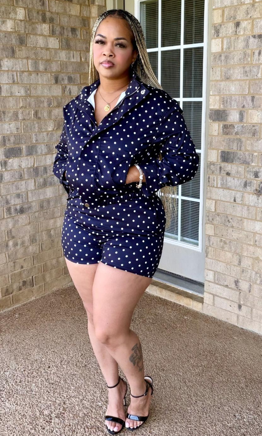 Black Polka Dot 2pc Jacket Set