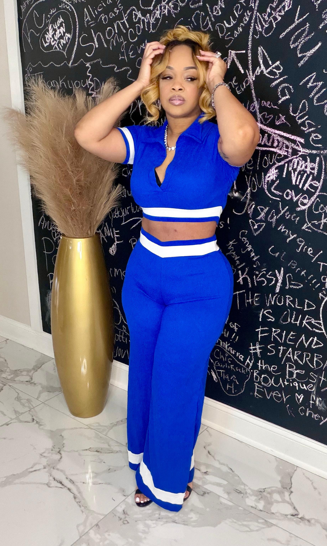 Bluey matching set side view highlighting fit and stripe accents