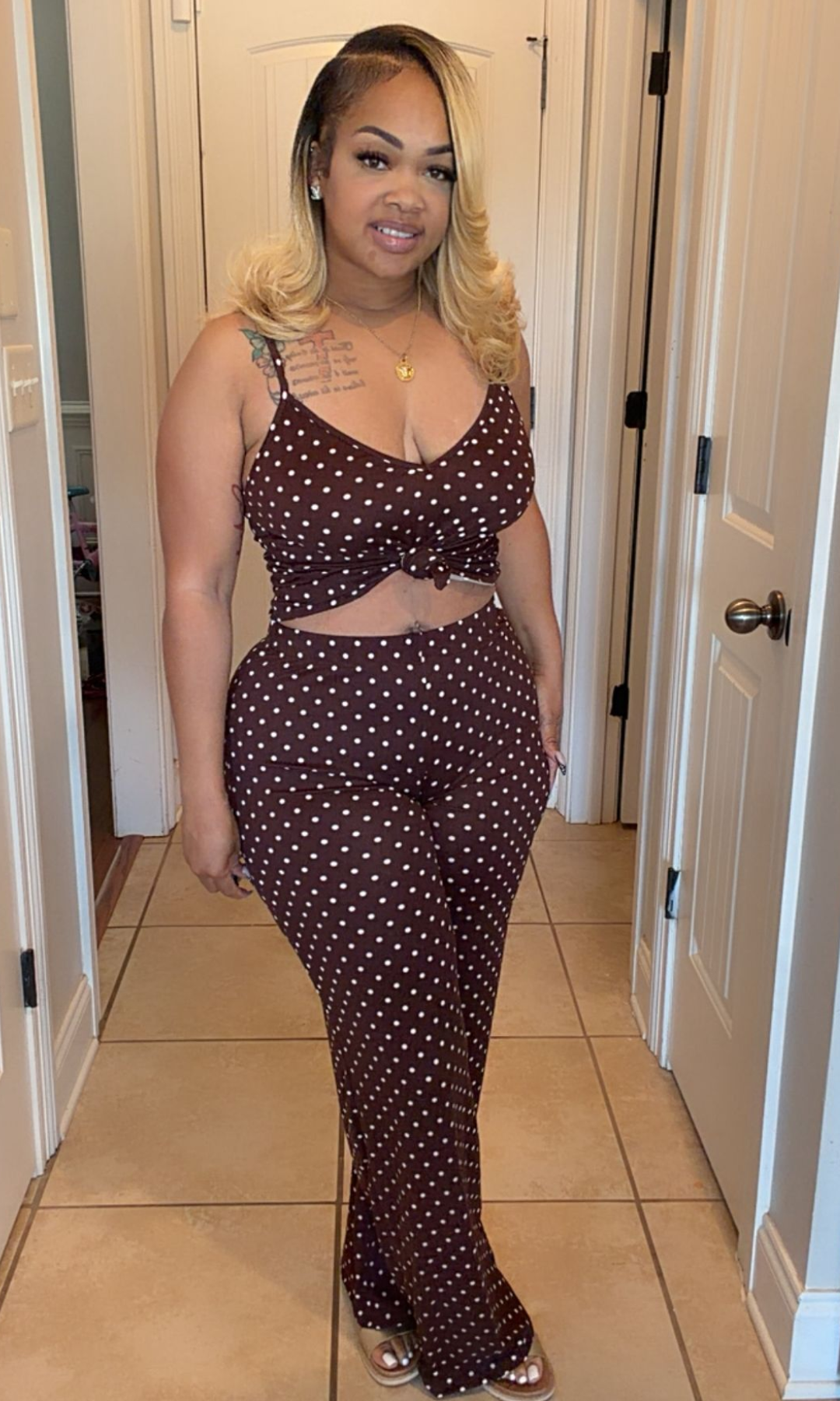 Chocolate and Pink Dot 2pc Set