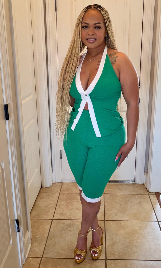Classic Green Two Piece Short Set