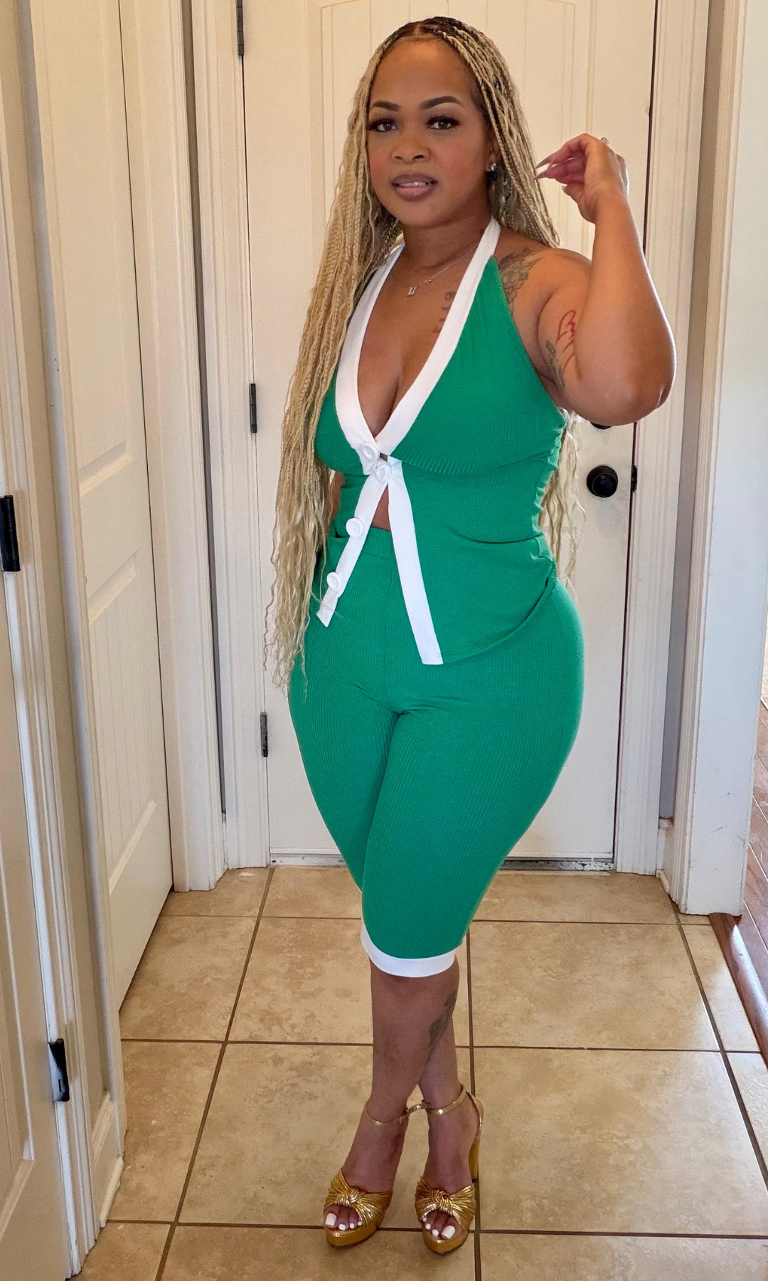 Classic Green Two Piece Short Set