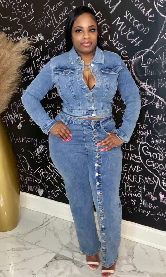 Denim Authority Button-Down Set