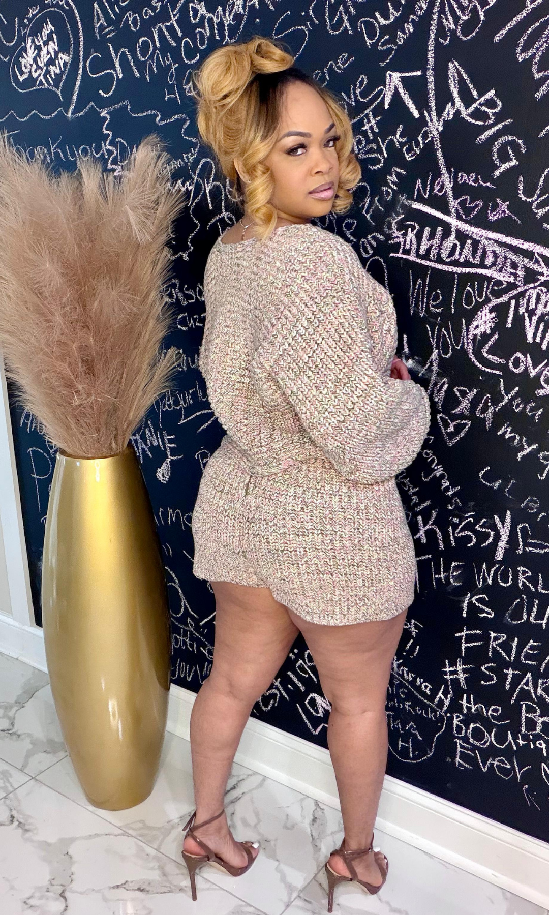 Fly Shit knit long-sleeve top and shorts side view