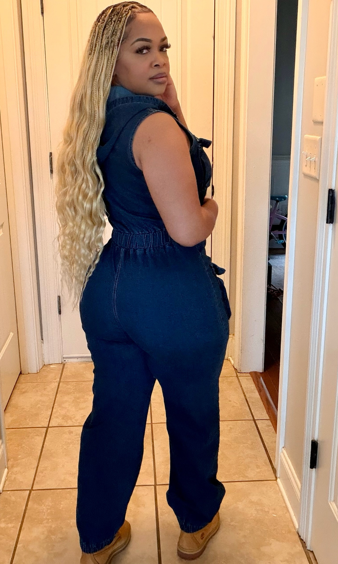 Denim Power Cargo Jumpsuit