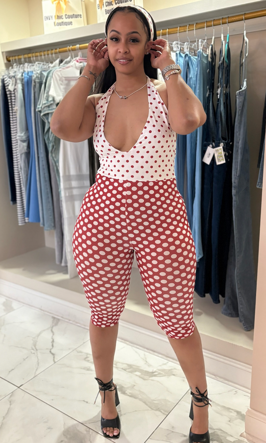 Red Dot drama jumpsuit