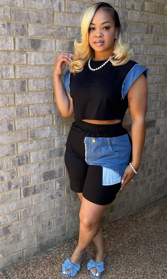 Denim and black