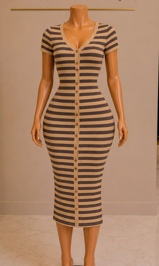 Brown Basic striped maxi
