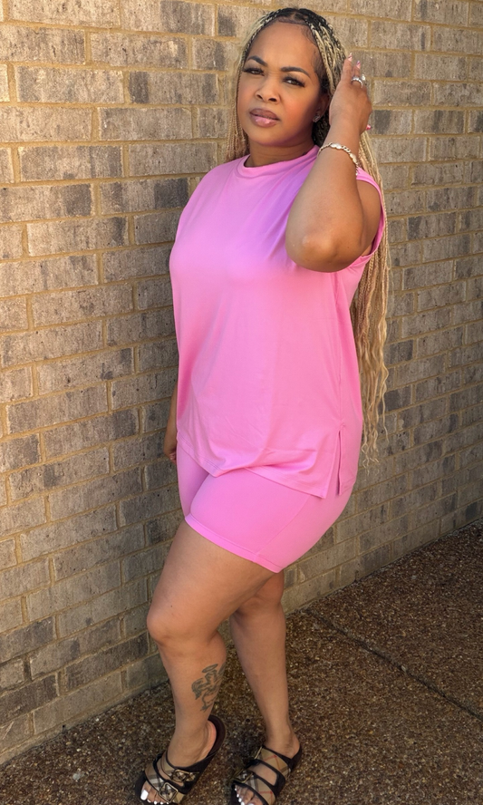 Sleeveless Short Set Candy Pink