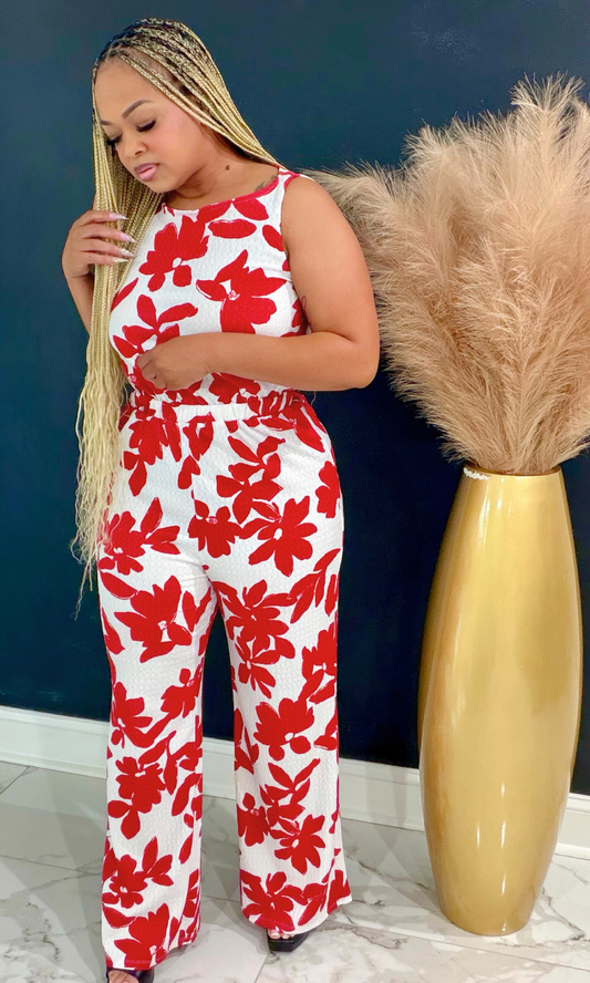 Red Garden Jumpsuit