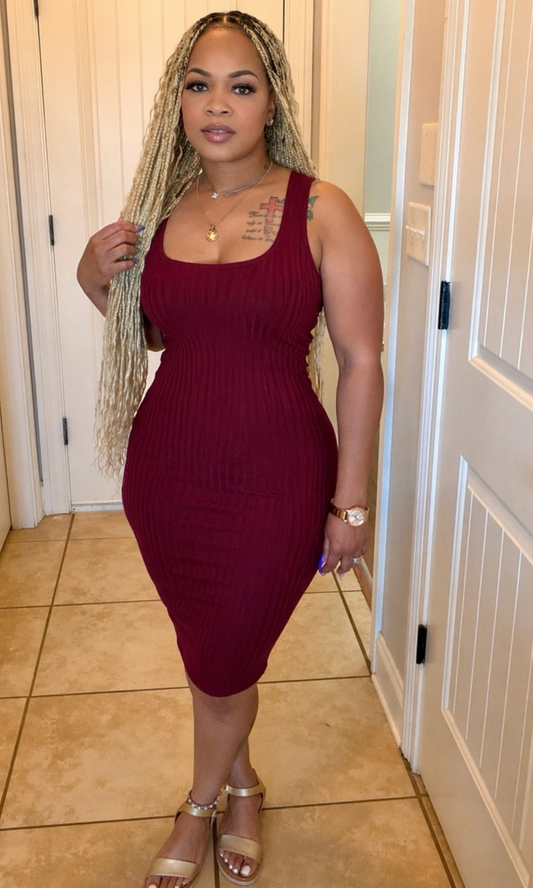 Burg Backslit bodycon dress