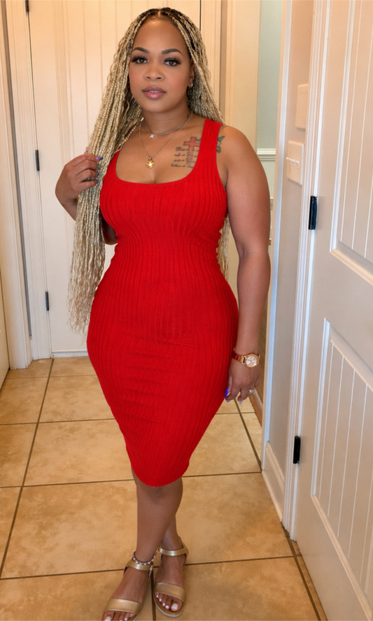 Red Backslit bodycon dress