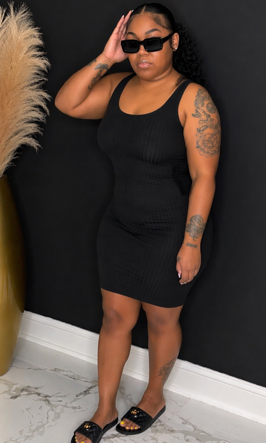 Black Backslit bodycon dress