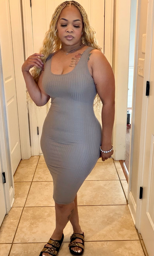 Taupe Backslit bodycon dress
