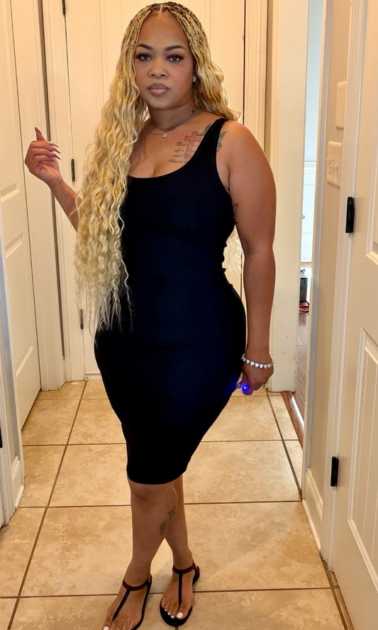 Black Backslit bodycon dress