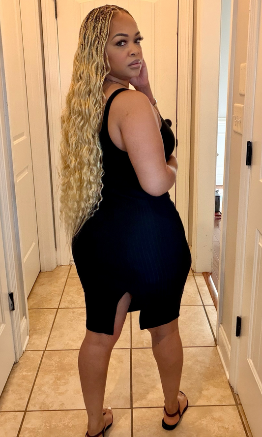 Black Backslit bodycon dress