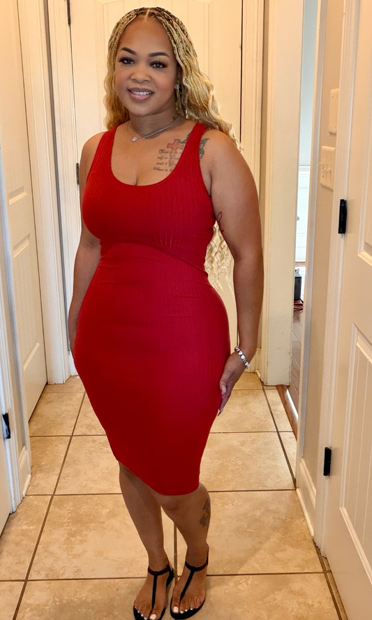 Rust Backslit bodycon dress