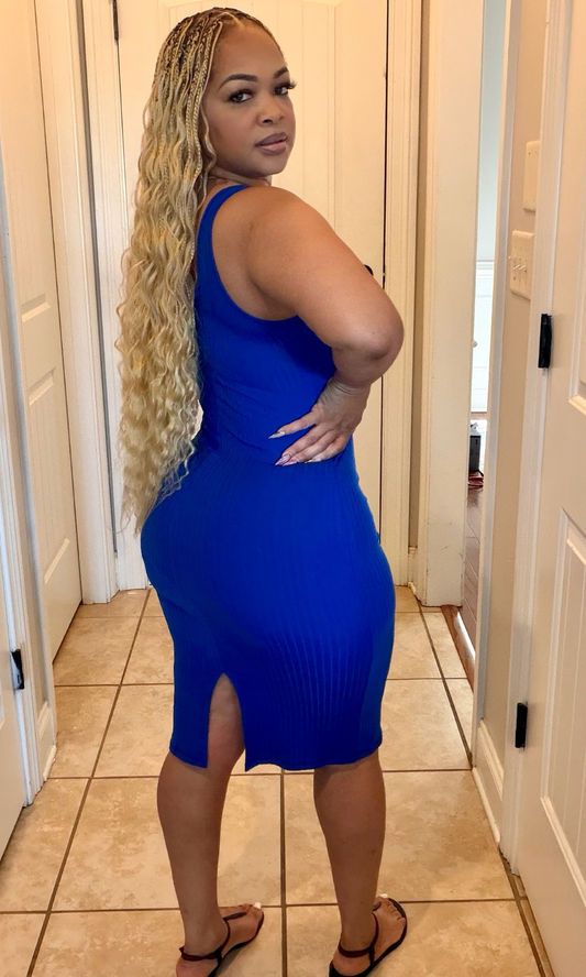 Royal Backslit bodycon dress