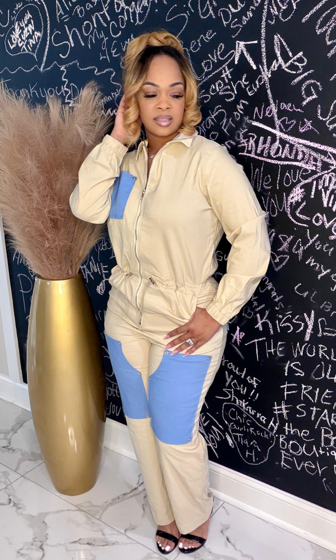 Kick Down Your Door Romper zip-front utility style one-piece