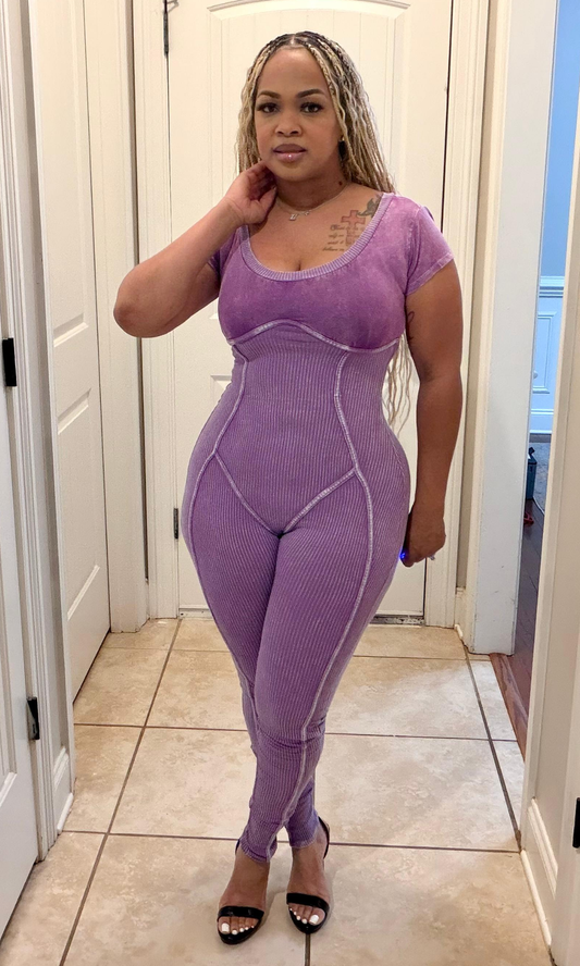Lavender Contour Rib Jumpsuit