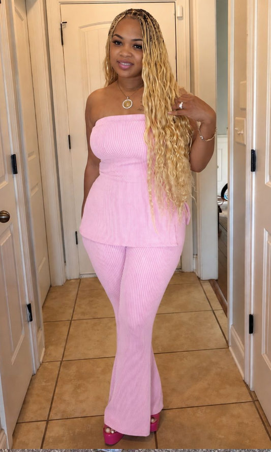 Light Pink Tube Ribbed Set