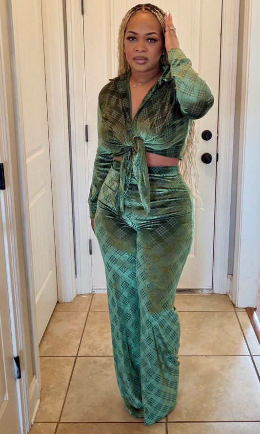 Olive Allure Two-Piece Pant Set