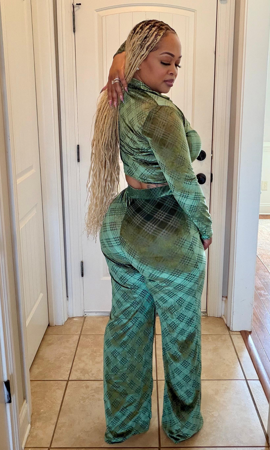 Olive Allure Two-Piece Pant Set