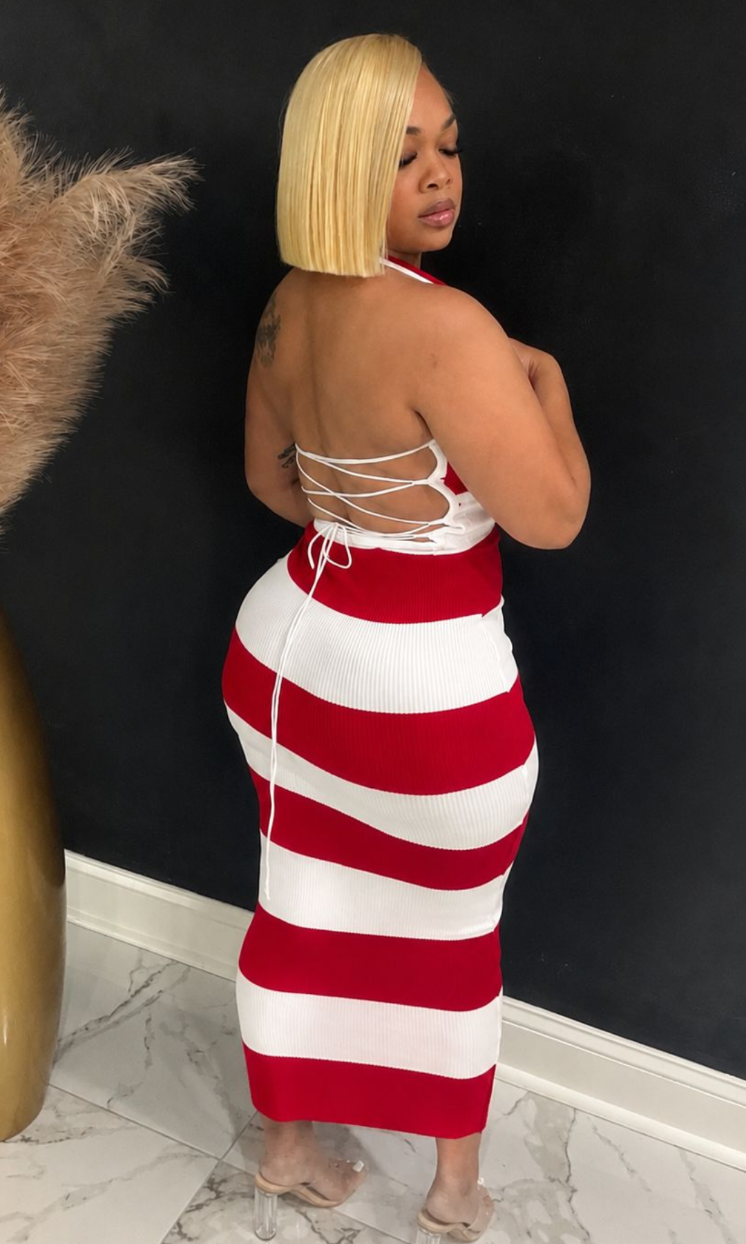 Red Striped Midi