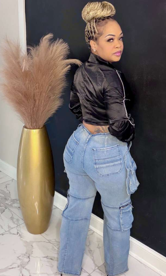 Sexy Denim Cargo Zip