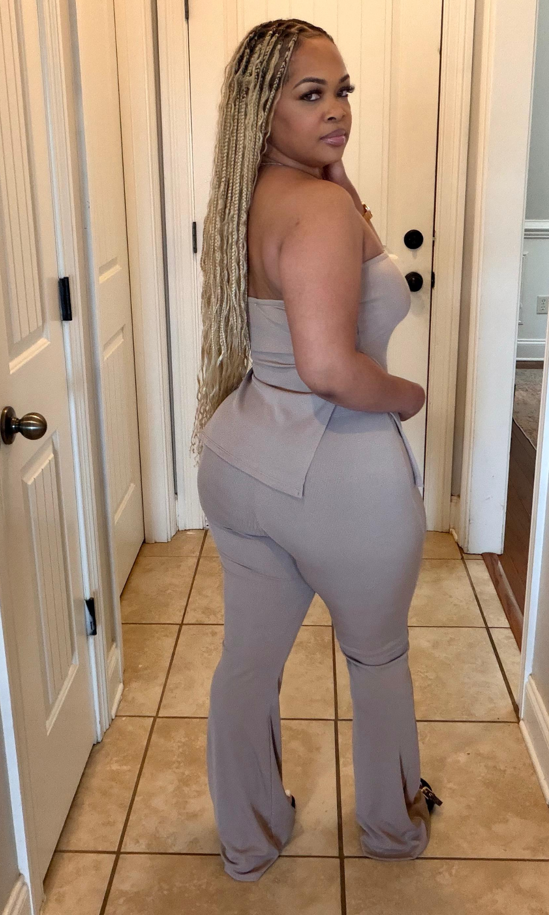 Taupe Flare Pants Set