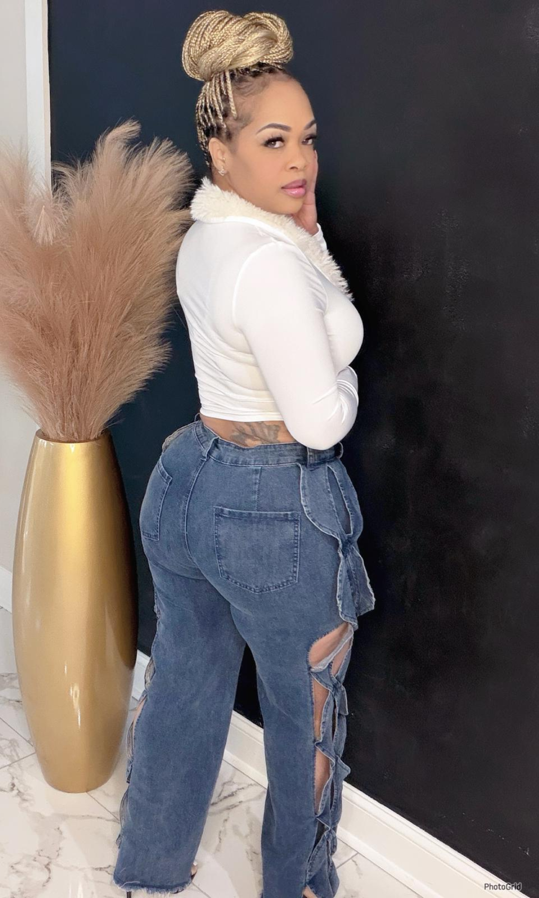 The Snow Luxe Feather Wrap Top