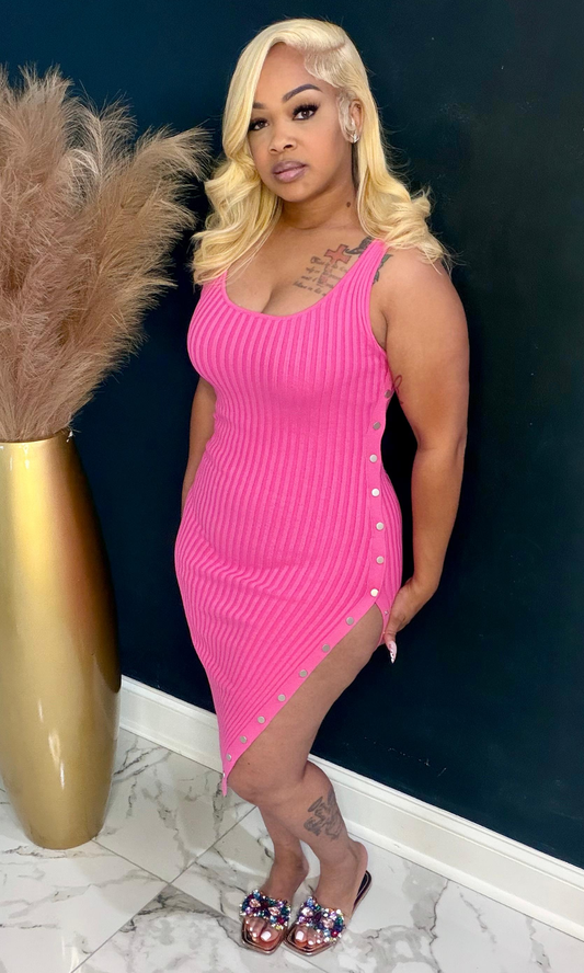 Unbutton Me Pink Dress
