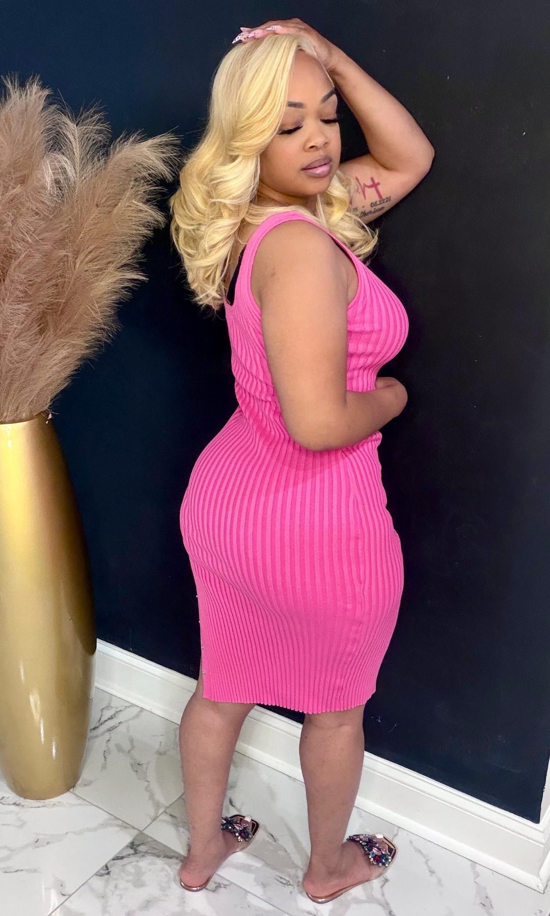 Unbutton Me Pink Dress