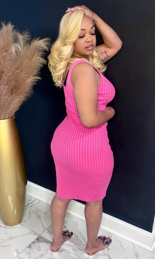 Unbutton Me Pink Dress