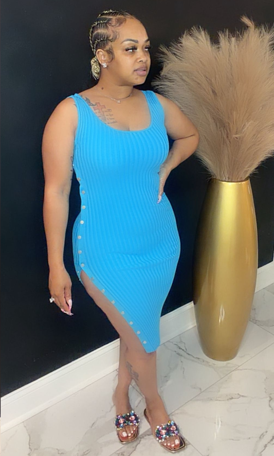 Unbutton Me Teal Dress