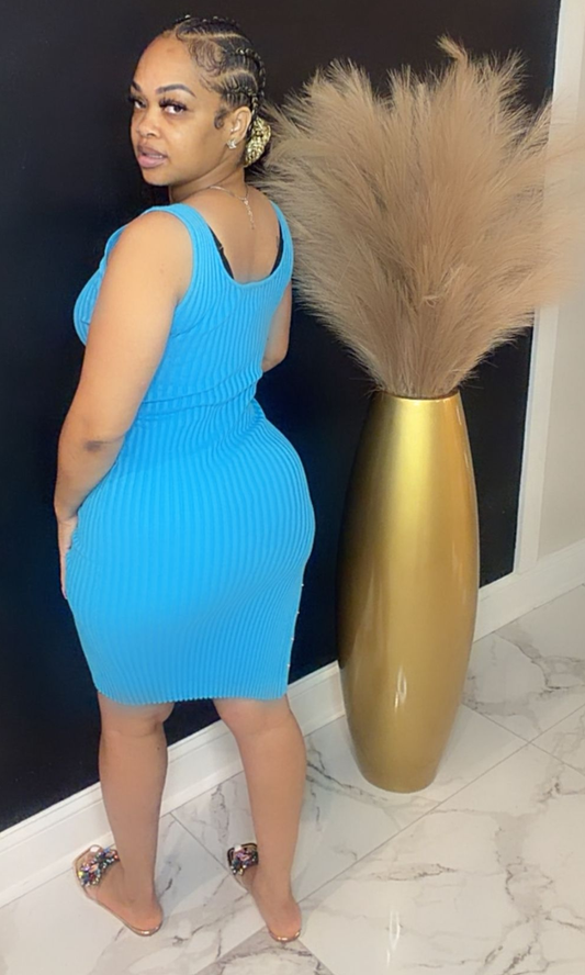 Unbutton Me Teal Dress
