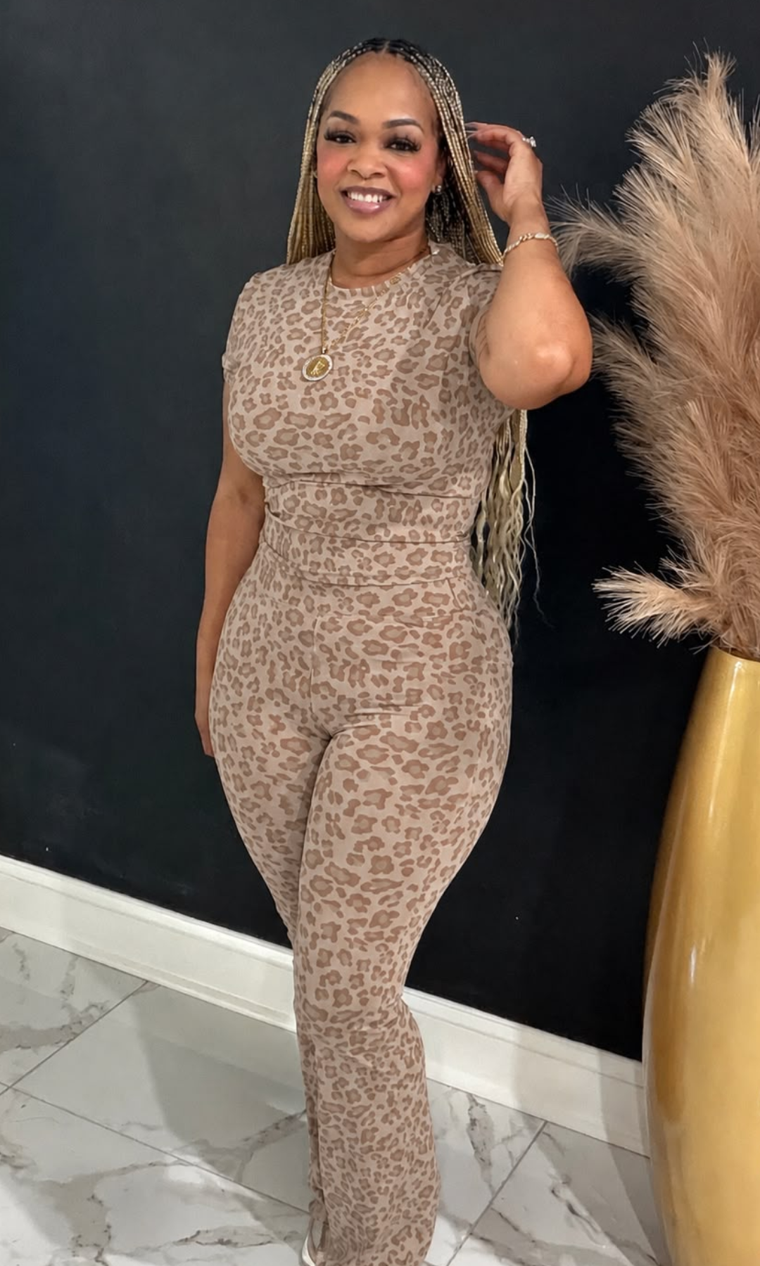 Brown Dalmatian Wide Leg Set